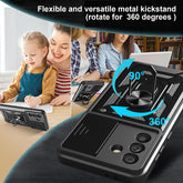 iCatchy for Samsung Galaxy A56 5G Phone Case Military Grade Drop Protection Bumper Cover, 360°Rotate Magnetic Ring Stand, Slide Camera Lens Anti-Scratch Hybrid Tough Shell